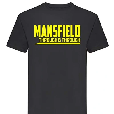 Image of FootballApparelGifts Mansfield Town Through and Premium T Shirt Gift Mens (X Large) Black
