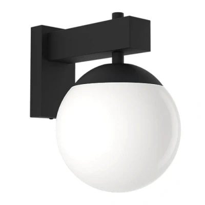 Image of EGLO Bufalata outdoor wall light black opal white glass