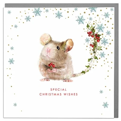 Image of Lola Design Wildlife Wonderful Christmas Cards Blank and Envelopes Mouse