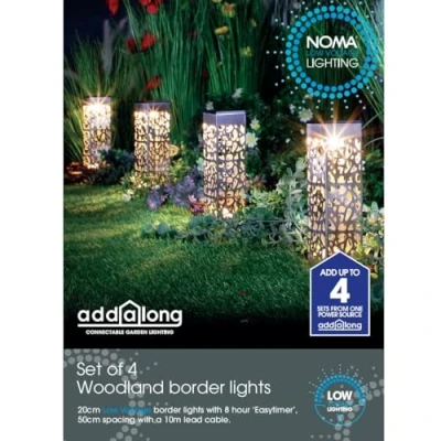 Image of Noma Square Woodland Cut Border Light, Connectable (Set of 4), Grey