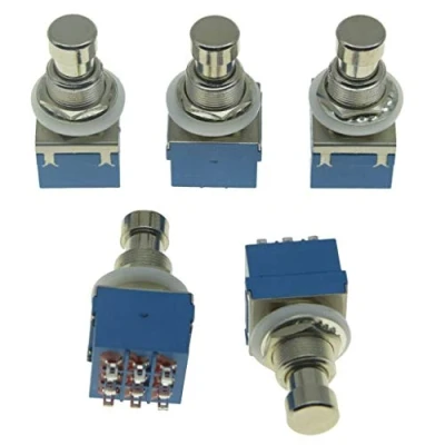 Image of KAISH Pack of 5 Box Stomp 9 Pin 3PDT Electric Guitar Effect Pedal Switch Push Button Footswitches True Bypass Blue