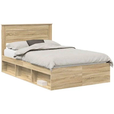 Image of vidaXL Bed Frame with Headboard Sonoma 120 x 200 cm Solid Pine Wood