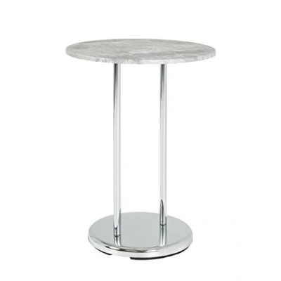 Image of HAKU Mobel End Table Concrete Optic, Chrome, Mdf, Metal Size: H 55 cm X Ø 40 cm, Style: Modern
