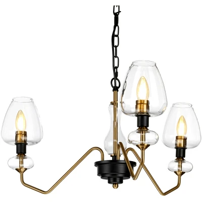 Image of Armand 3 Light Pendant, Aged Brass, Glass Shades