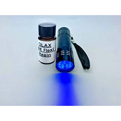 Image of 10ml Light Flexible UV Glue, Resin in amber bottle for Fly Tying, 9 LED Torch curing
