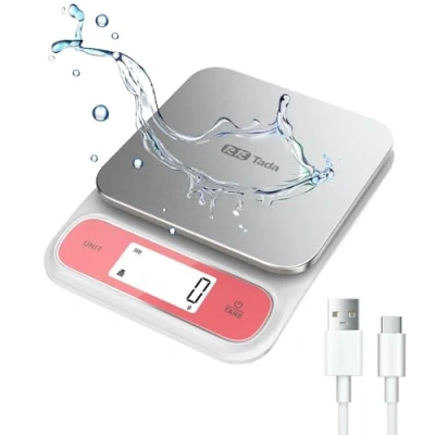 Image of Tada 10kg Food Kitchen Digital Scale with 1g Precision IPX6 Waterproof, Type C Charging, Ounces and Grams for Weight Loss, Cooking, Baking