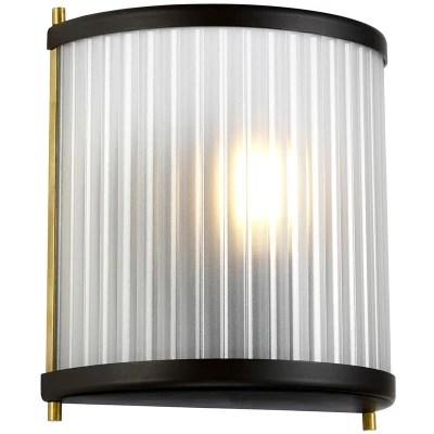Image of Corona Flush 1 Light Wall Light, Museum Bronze, Frosted Glass