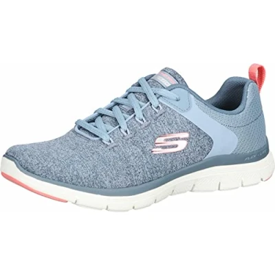 Image of Skechers Women&#039;s Flex Appeal 4.0 Low Top Trainers,Slate Knit/Mesh/Pink Trim,8 UK