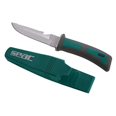Image of SEAC Bat Diving Knife with Safety Handle, Stainless Steel Unisex Adult, Green, 11.5 cm