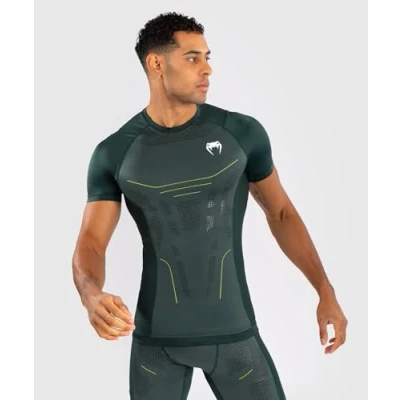 Image of Venum Mens Technical 3.0 Rashguard T Shirt, Forest Green, XXL EU