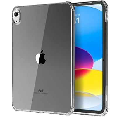 Image of MoKo Clear iPad 10th Generation Case, 10 Slim &amp; Lightweight Soft TPU Anti Scratch Back with Shockproof Impact Resistant Raised Edge for Gen Case 2022, Black
