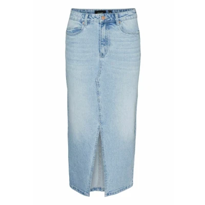 Image of Vero Moda VERI HR CALF GA Pencil skirt, Women&#039;s, Size: XS, Light blue denim