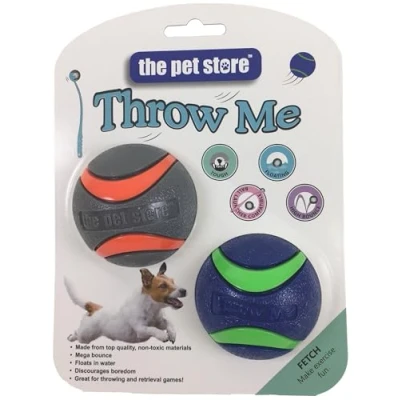 Image of Pet Store The Throw Me Ball Dog Toy, Resilient Mega Bounce Ball, compatible with launchers for Throwing &amp; Retrieval Games, Encourages Healthy Exercise Your Dog, Blue/Orange and Red/Black