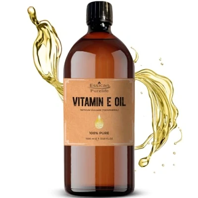 Image of Vitamin E Oil 1000ml for Skin, 100% Pure Natural Scars, Hair &amp; Scalp, Nails, Face, VIT