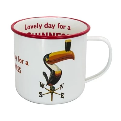Image of Enamel Toucan On Weathervane Design Mug with Lovely Day for a Guinness