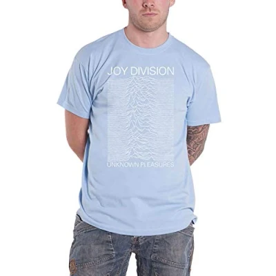Image of Joy Division T Shirt Unknown Pleasures White On Blue Logo Official Mens XXL