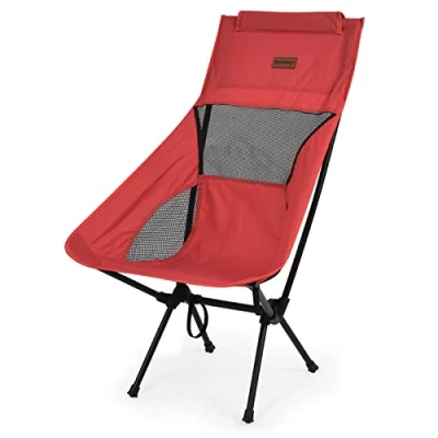 Image of Rainberg Ultra Lightweight High Back Camping Chair, Folding Chairs for Adults, Foldable Garden Outdoor Picnic BBQ Chairs. (Pack of 1, Red)