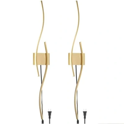 Image of ZLGUBAY 2 Pack Wall Light Battery Operated, USB Rechargeable with Remote Control Dimmable Touch Wireless, for Living Room Hallway Bedroom Sconce (Gold)