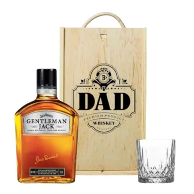 Image of Gentleman Jack Tennessee Whiskey Dad Gift Set in Wooden Box Father&#039;s Day, Gifts for Him, Birthday Gift, Men&#039;s