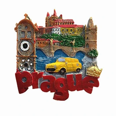 Image of Prague Czech Republic Fridge Magnet Travel Souvenir Gift Collection Home Kitchen Decoration Magnetic Sticker, Refrigerator