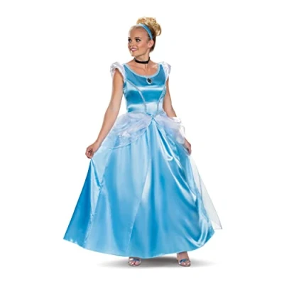 Image of Disguise 103909N Cinderella Deluxe Adult Sized Costumes, Solid, Blue, S