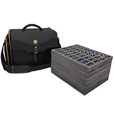 Image of ENHANCE Carry Case for Mini Figures, Storage 108 Large Figures on 4 Levels Foam Travel Bag with Book Compartment and 2 Pockets Dice Tokens