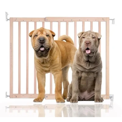 Image of Bettacare Chunky Wooden Screw Fit Dog Gate, 63.5cm 105.5cm, Natural, Gate Pet Stair Puppy Stylish and Practical Safety Barrier