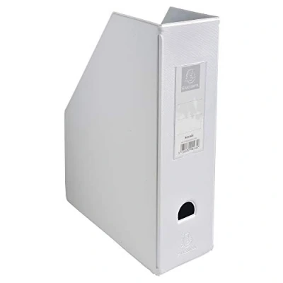 Image of Exacompta Ref 90166E PVC Magazine File Suitable for Storing A4 Documents,100mm Spine, Construction from 2mm Rigid PVC, Finger Hole &amp; Label on Spine White