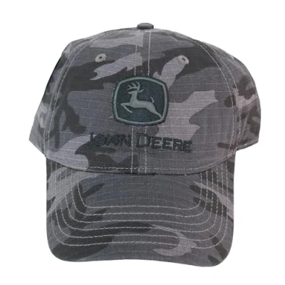 Image of John Deere Mens Storm Camo Print Logo Hat Baseball Cap Gray, One size