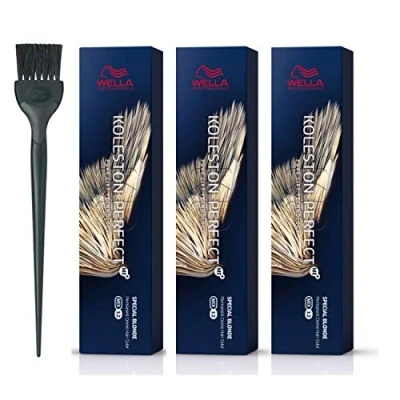 Image of Wella Koleston Perfect Me+ 12/16 Pack of 3 Special Ash Violet Blonde 60ml and Color Brush