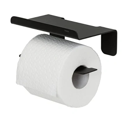 Image of Tiger Colar Toilet Roll Holder with Shelf Black