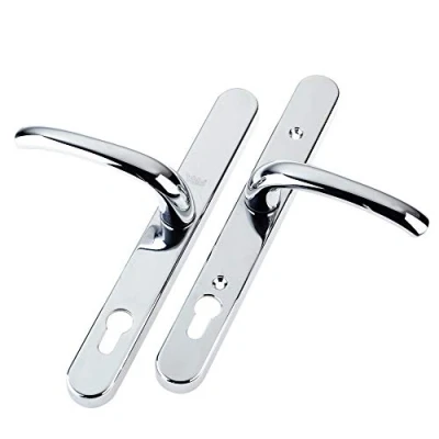 Image of Yale P PVC RH PC Security Door Handle, Standard Security, 92mm centre, Adjustable Fixing Points, Built in Cylinder Guard, for PVCu doors, Chrome Finish