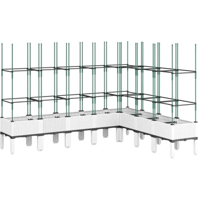 Image of vidaXL Garden Planter with Trellis White 200x160x142.5 cm PP