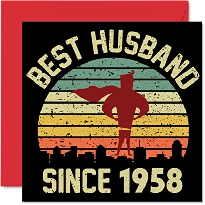 Image of 66th Anniversary Card for Husband from Wife Best Since 1958 I Love You Gifts, Happy Wedding Cards Partner, 145mm x Greeting Sixty Sixth Anniversaries