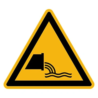 Image of Sticker Danger Warning NF ISO 7010 Laminated Triangular Signage Adhesive Water and UV Resistant Wastewater Evacuation 5x5 cm