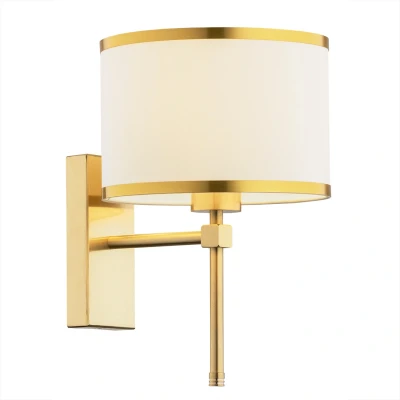 Image of Abbano Wall Lamp With Shade Cream Gold Strip, Brushed Brass