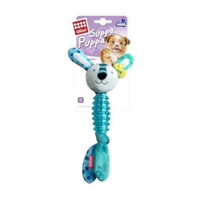 Image of Gigwi Suppa Puppa Squeaker Rabbit For Puppies And Small Dogs Blue