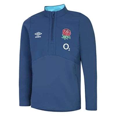 Image of Umbro Unisex England 1/2 Zip Fleece (O2) Jnr Sweat Top, Ensign Blue Bachelor Button, YM UK
