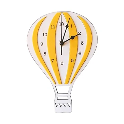 Image of FOLODA Nordic Cartoon Hot Air Balloon Wall Clock Silent For Time Clocks Crafts Home Children Kids Room Bedroom Decora