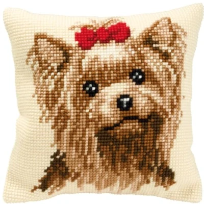 Image of Vervaco Yorkshire Terrier Cross Stitch Cushion, Multi Colour