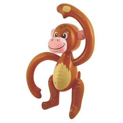 Image of SHATCHI Inflatable Blow up Brown Monkey Chimp Tropical Summer Pool Beach Hawaiian African Fancy Dress Party Decoration Hen Stag Do Accessories, (1pc 12pcs), 2pcs