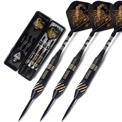 Image of CUESOUL 22 gramsBlack Scorpion Steel Tip Darts Set with Dart Case(HX SL F3104)