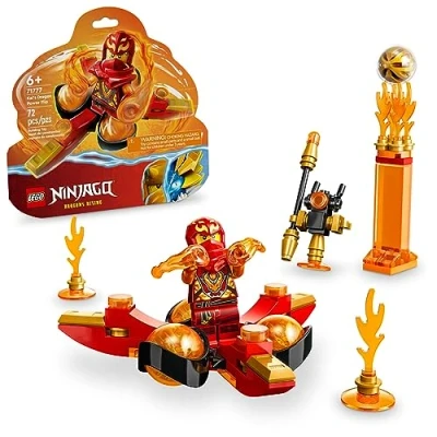 Image of LEGO NINJAGO Kai’s Dragon Power Spinjitzu Flip 71777 Red Ninja Toy Building Set with Kai Minifigure; Gift for 6 Year Old Boys, Girls and Fans Who Love Buildable Action Figure Playsets