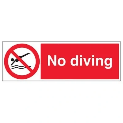 Image of V Safety No Diving Prohibition Sign 600mm x 200mm Self Adhesive Vinyl