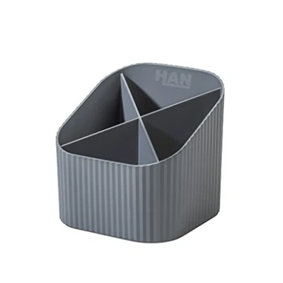 Image of HAN Karma 17248 18 Desk Quiver with 4 Compartments, Environmentally Friendly, Made from 80 100% Recycled Material, Pen Holder, Eco Grey