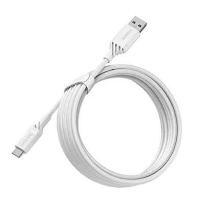 Image of OtterBox Reinforced USB A to C Cable, Charging Cable for Smartphone and Tablet, Ultra Rugged, Bend Flex Tested, 3M, White