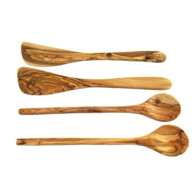 Image of D.O.M. Die Olivenholz Manufaktur 4 Piece Olive Wood Spoon Set, Natural and Unique
