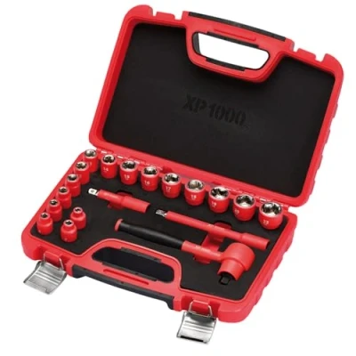 Image of Draper XP1000 16306 VDE Metric Socket Set, 3/8&quot; Sq. Dr. (19 Piece)