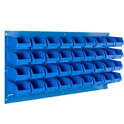 Image of BiGDUG Louvre Panel Kits Heavy Duty Wall Mounted Storage Bins (36 Blue)