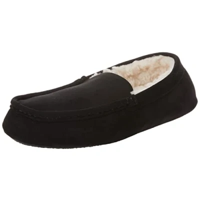 Image of Amazon Essentials Men&#039;s Moccasin Slipper, Black Microsuede, 6 UK